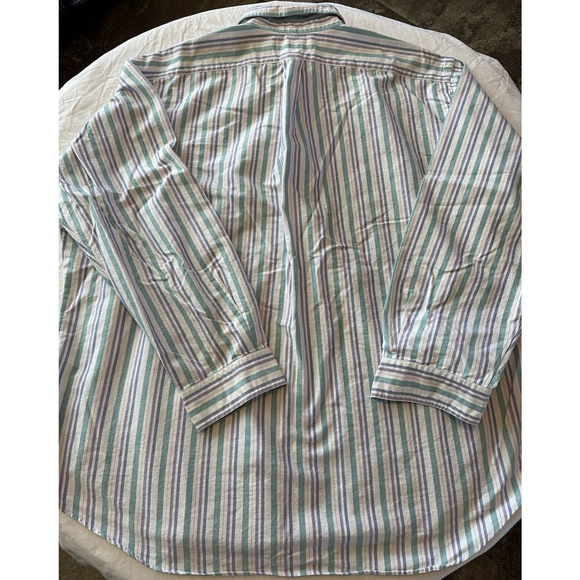 Ralph Lauren Classic Fit purple/blue/green Striped purple Pony Button XXL Shirt - Picture 9 of 10